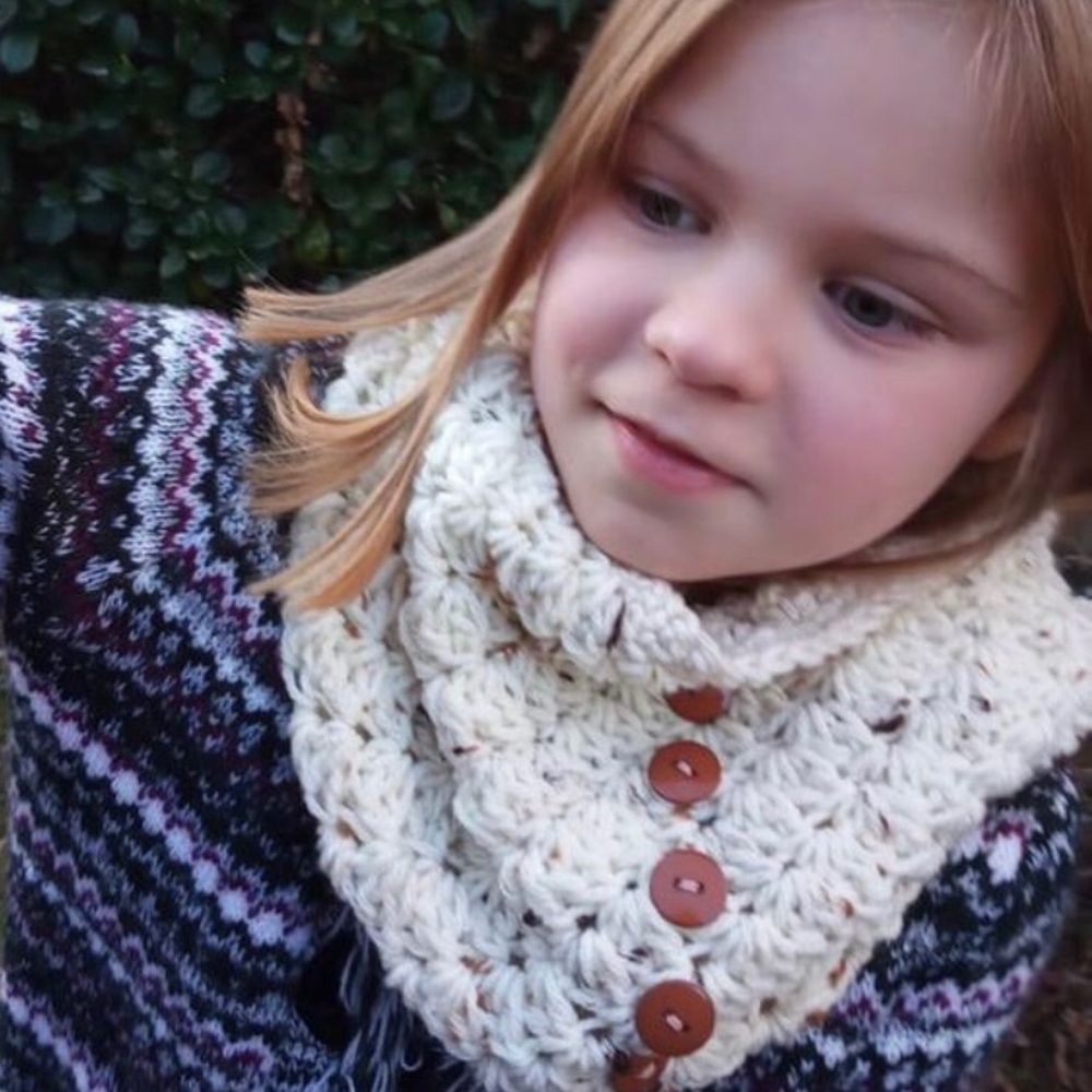 Charmed Knits Girls Cowl Neck Warmer, One Sz, New